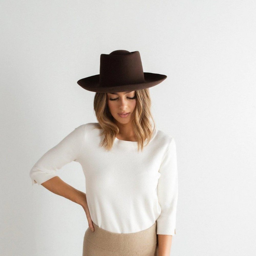 Gigi Pip Ty Upturned Brim - Dark Brown